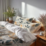 Boho Bedding Set of 5 - Botanical Sand Garden Duvet Cover And Throw Pillow Set