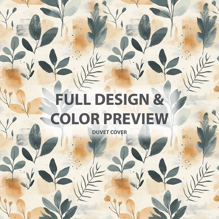 Boho Bedding Set of 5 - Botanical Sand Garden Duvet Cover And Throw Pillow Set