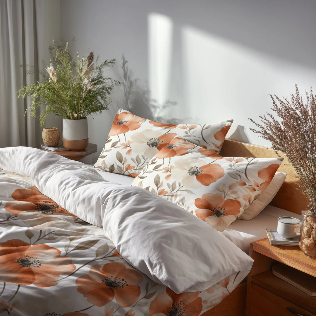 Floral 5 Pcs Bedding Set - Terra Bloom Duvet Cover And Pillow Set