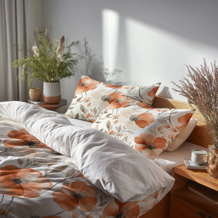 Floral 5 Pcs Bedding Set - Terra Bloom Duvet Cover And Pillow Set