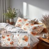 Floral Duvet Cover Set of 5 - Terra Bloom Bedding And Throw Pillow Set