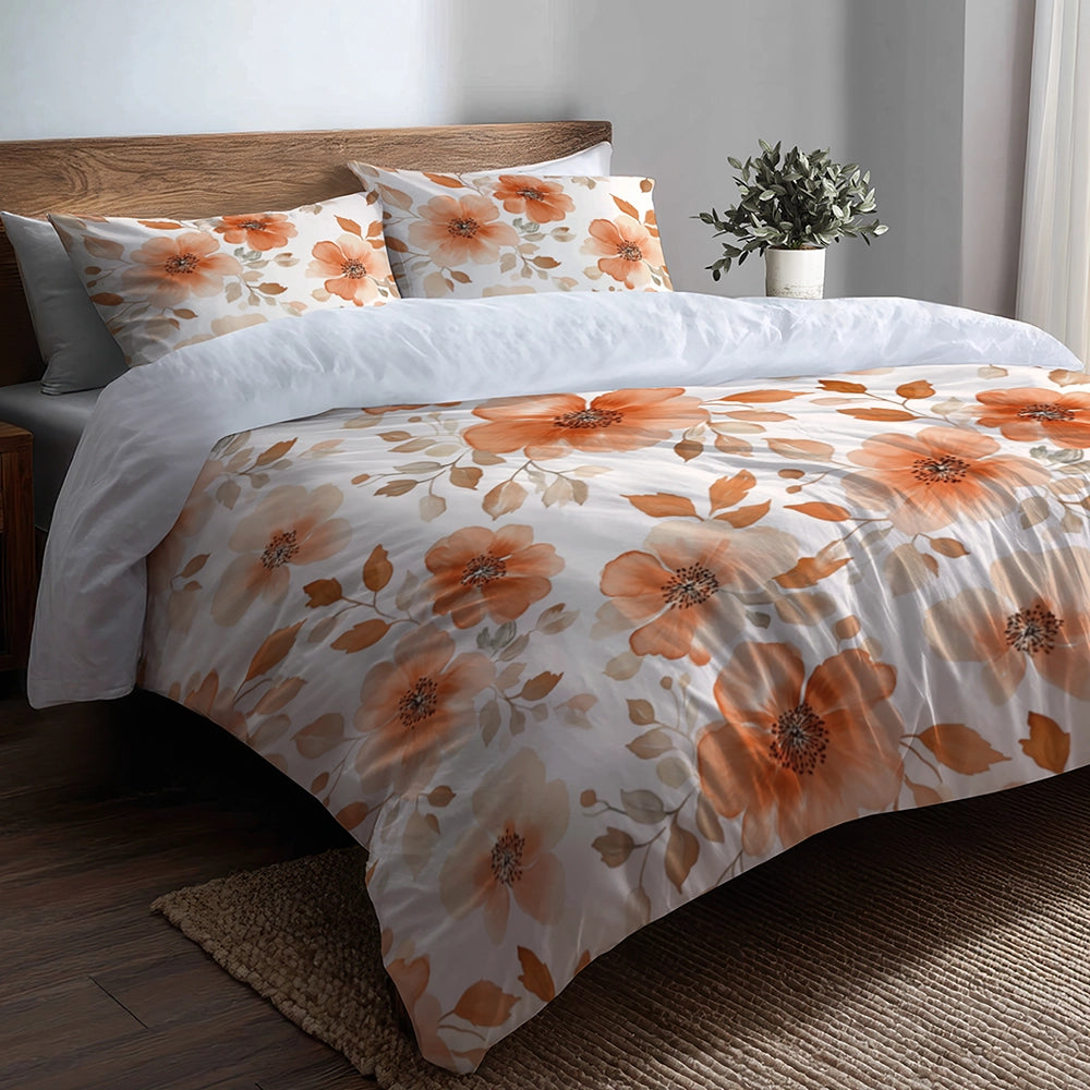 Floral Duvet Cover Set of 5 - Terra Bloom Bedding And Throw Pillow Set