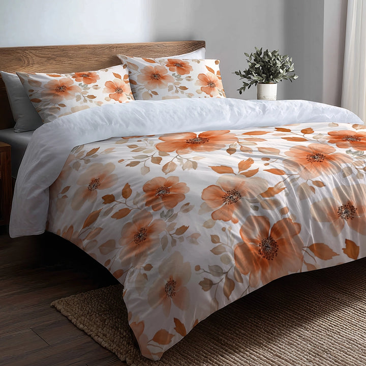 Floral Duvet Cover Set of 5 - Terra Bloom Bedding And Throw Pillow Set