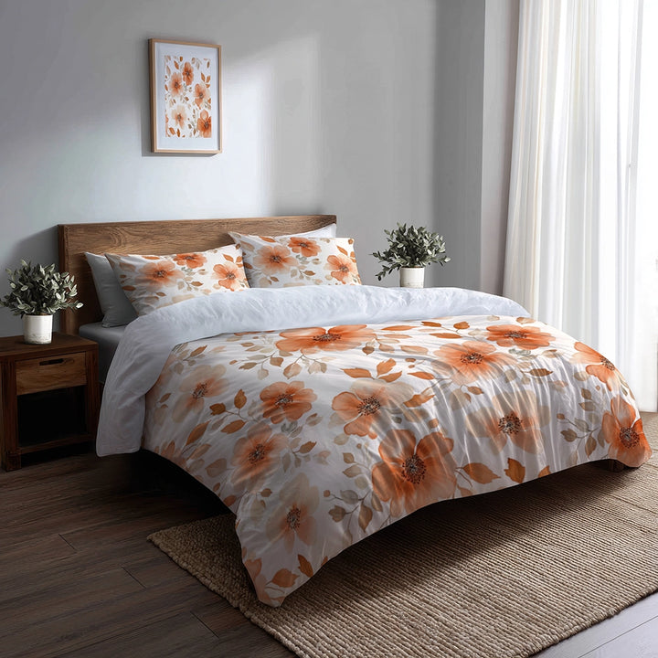 Floral Duvet Cover Set of 5 - Terra Bloom Bedding And Throw Pillow Set
