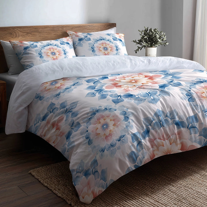 Boho Bedding Set of 3 - Boho Mandala Pastel Duvet Cover Set