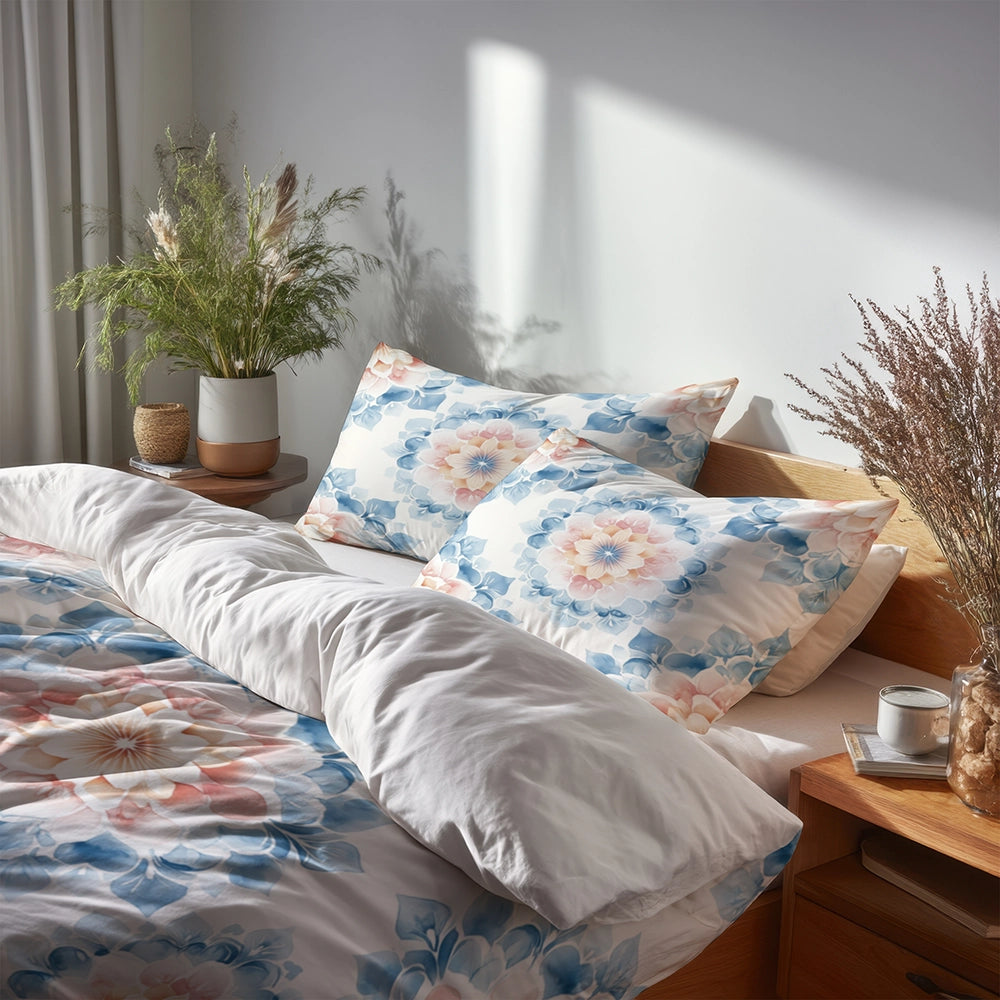 Boho Bedding Set of 3 - Boho Mandala Pastel Duvet Cover Set