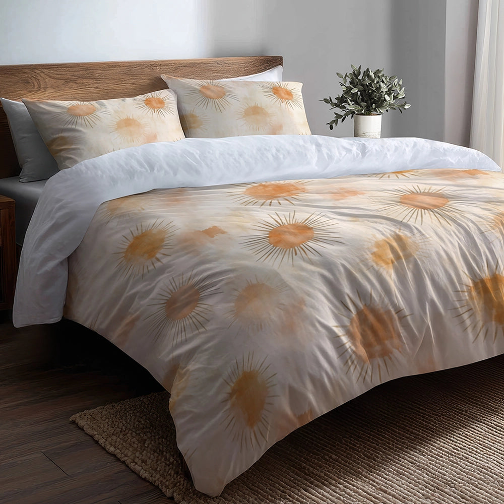 Boho Bedding Set - Boho Sun Minimal Duvet Cover And Cushion Set