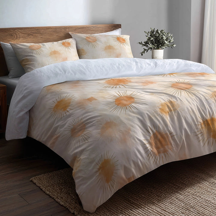 Boho Bedding Set - Boho Sun Minimal Duvet Cover And Cushion Set
