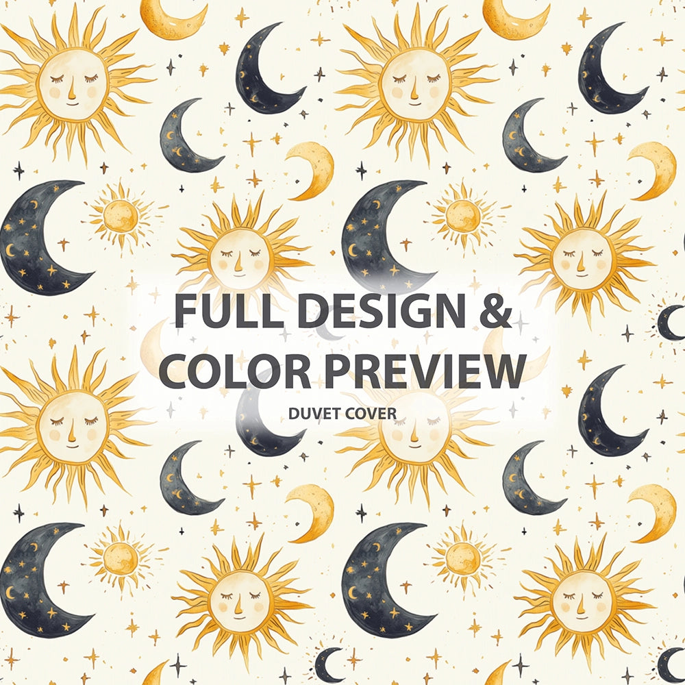 Starburst 5 Pcs Bedding Set - Sun  Moon Duvet Cover And Pillow Set