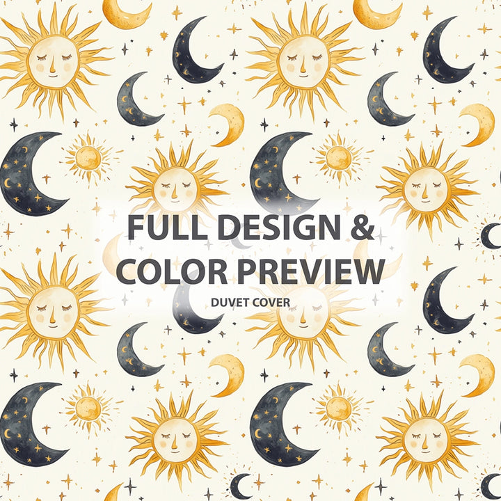 Starburst 5 Pcs Bedding Set - Sun  Moon Duvet Cover And Pillow Set