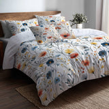Boho Bedding Set - Boho Meadow Flowers Duvet Cover And Cushion Set
