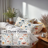 Boho Bedding Set - Boho Meadow Flowers Duvet Cover And Cushion Set
