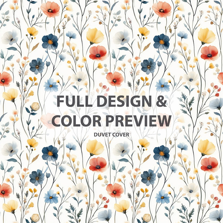 Boho Bedding Set - Boho Meadow Flowers Duvet Cover And Cushion Set