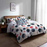 Boho Bedding Set of 5 - Blue And Pink Boho Totem Duvet Cover And Throw Pillow Set