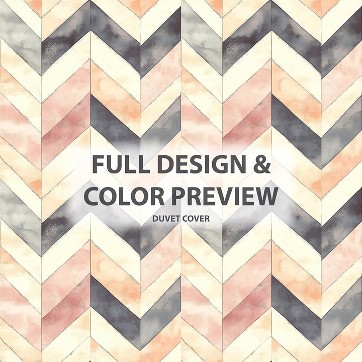 Chevron Duvet Cover Set of 3 - Black And Orange Boho Chevron Bedding Set
