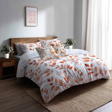 Floral 5 Pcs Bedding Set - Terra Leaves In Autumn Duvet Cover And Pillow Set