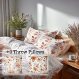 Floral 5 Pcs Bedding Set - Terra Leaves In Autumn Duvet Cover And Pillow Set