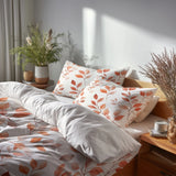Floral 5 Pcs Bedding Set - Terra Leaves In Autumn Duvet Cover And Pillow Set