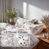 Boho Bedding Set of 5 - Nomadic Bloom Duvet Cover And Throw Pillow Set