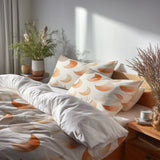 Modern Bedding Set of 5 - Terracotta Moon Duvet Cover And Throw Cushion Set