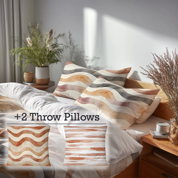 Boho Bedding Set - Earth Path Boho Duvet Cover And Cushion Set