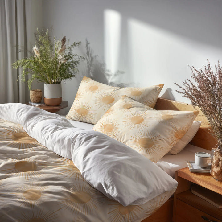Starburst 5 Pcs Bedding Set - Boho Sun Glow Duvet Cover And Pillow Set