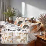 Arc Bedding Set 5 Pcs - Boho Calm Arches Duvet Cover And Throw Pillow Set