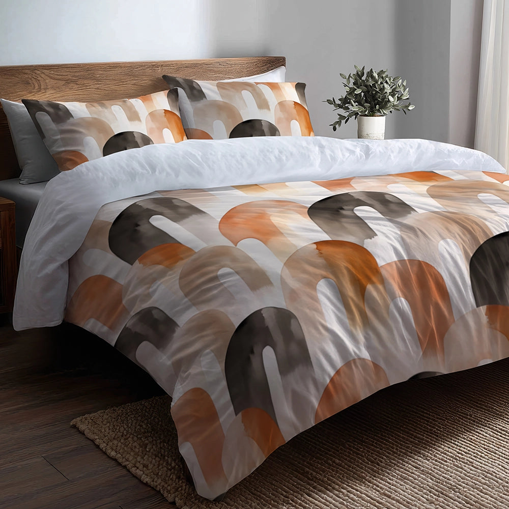 Arc Bedding Set 5 Pcs - Boho Calm Arches Duvet Cover And Throw Pillow Set