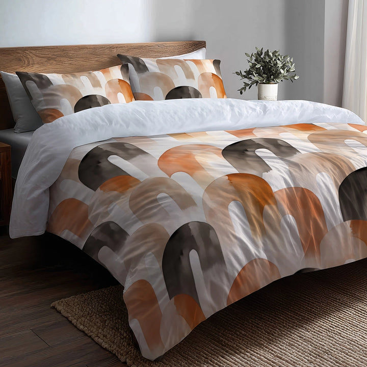 Arc Bedding Set 5 Pcs - Boho Calm Arches Duvet Cover And Throw Pillow Set