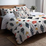 Abstract Duvet Cover Set of 5 - Boho Tribe Marks Bedding And Throw Pillow Set