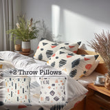 Abstract Duvet Cover Set of 5 - Boho Tribe Marks Bedding And Throw Pillow Set