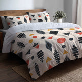 Abstract Duvet Cover Set of 5 - Boho Tribe Marks Bedding And Throw Pillow Set