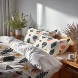 Abstract Duvet Cover Set of 5 - Boho Tribe Marks Bedding And Throw Pillow Set