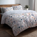 Boho 3 Pcs Bedding Set - Blue And Green Meadow Flowers Duvet Cover with Shams