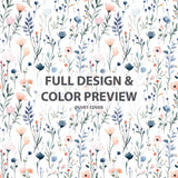 Boho 3 Pcs Bedding Set - Blue And Green Meadow Flowers Duvet Cover with Shams