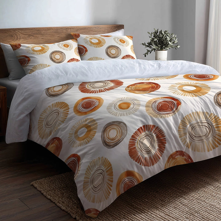 Boho Bedding Set of 5 - Boho Circle Duvet Cover And Throw Pillow Set