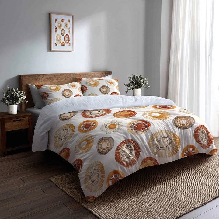 Boho Bedding Set of 5 - Boho Circle Duvet Cover And Throw Pillow Set