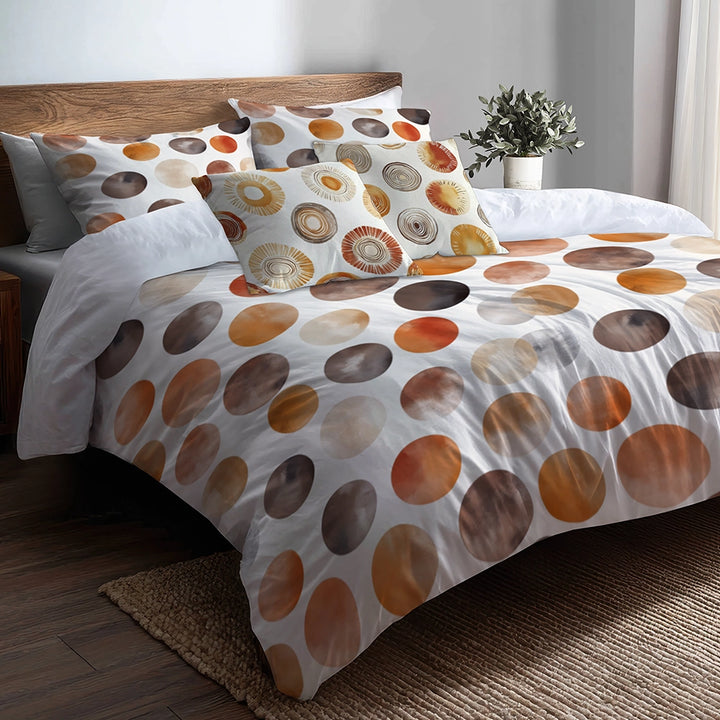 Geometric 5 Pcs Bedding Set - Boho Circle Duvet Cover And Pillow Set