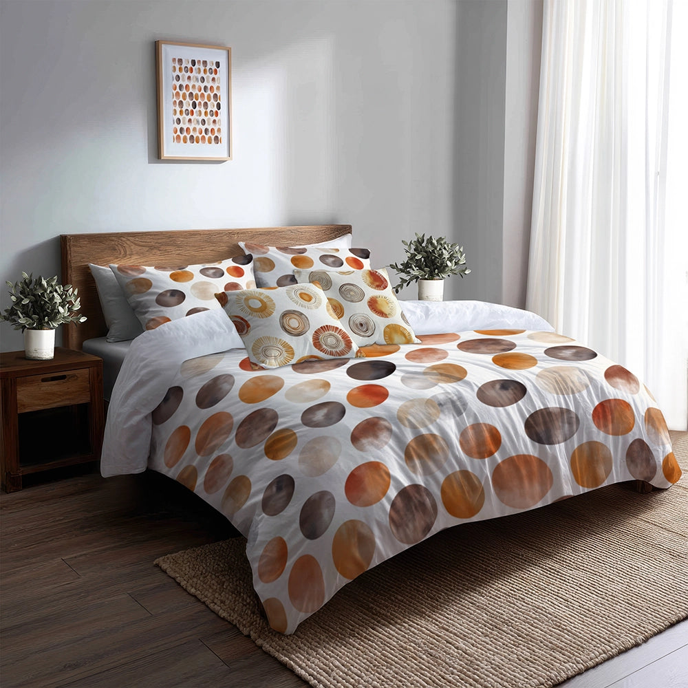 Geometric 5 Pcs Bedding Set - Boho Circle Duvet Cover And Pillow Set