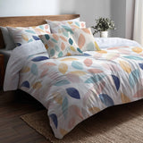 Boho Bedding Set of 5 - Blue And Pink Boho Petals Duvet Cover And Throw Pillow Set