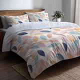 Boho Bedding Set of 5 - Blue And Pink Boho Petals Duvet Cover And Throw Pillow Set
