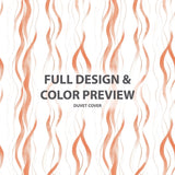 Abstract Bedding Set 5 Pcs - Orange And White Terra Lines Duvet Cover And Throw Pillow Set