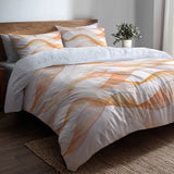 Abstract 5 Pcs Bedding Set - Orange And White Terra Lines Duvet Cover And Pillow Set
