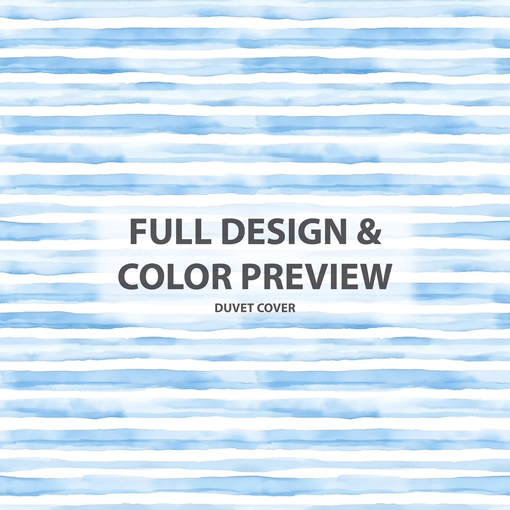 Striped Duvet Cover Set of 5 - Blue And White Soft Blue Stripes Bedding And Throw Pillow Set