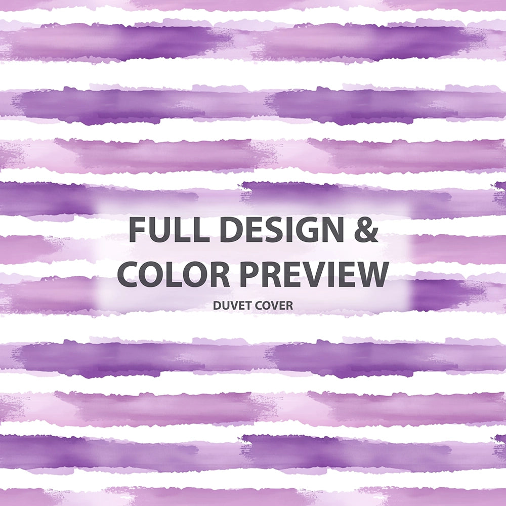 Striped Duvet Cover Set of 5 - Purple And White Lavender Stripes Bedding And Throw Pillow Set