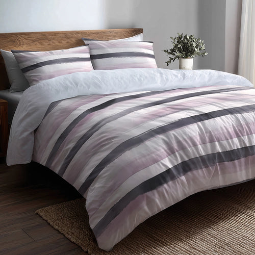 Modern 3 Pcs Bedding Set - Grey And Purple Soft Drift Duvet Cover with Shams