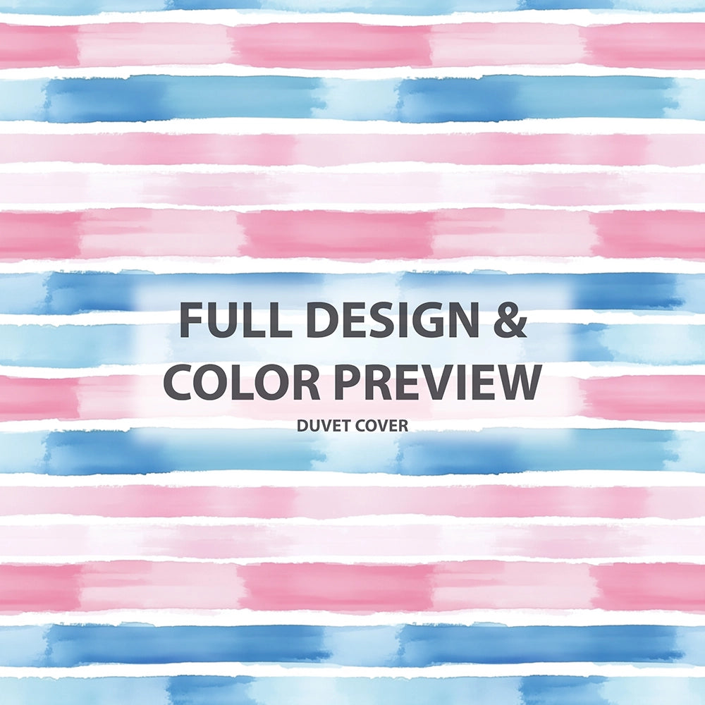 Striped Duvet Cover Set of 5 - Pink And Blue Soft Drift Bedding And Throw Pillow Set