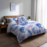 Boho Bedding Set - Blue And Pink Delicate Paisley Duvet Cover And Cushion Set