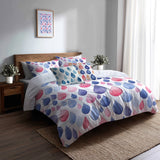 Paisley Duvet Cover Set of 5 - Blue And Red Teardrops Bedding And Throw Pillow Set