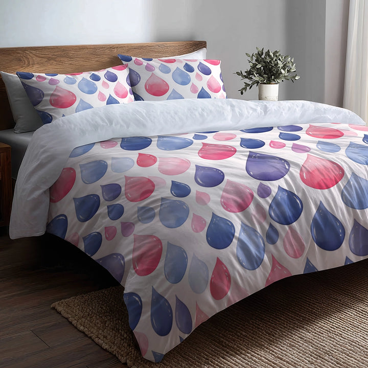 Paisley Duvet Cover Set of 5 - Blue And Red Teardrops Bedding And Throw Pillow Set
